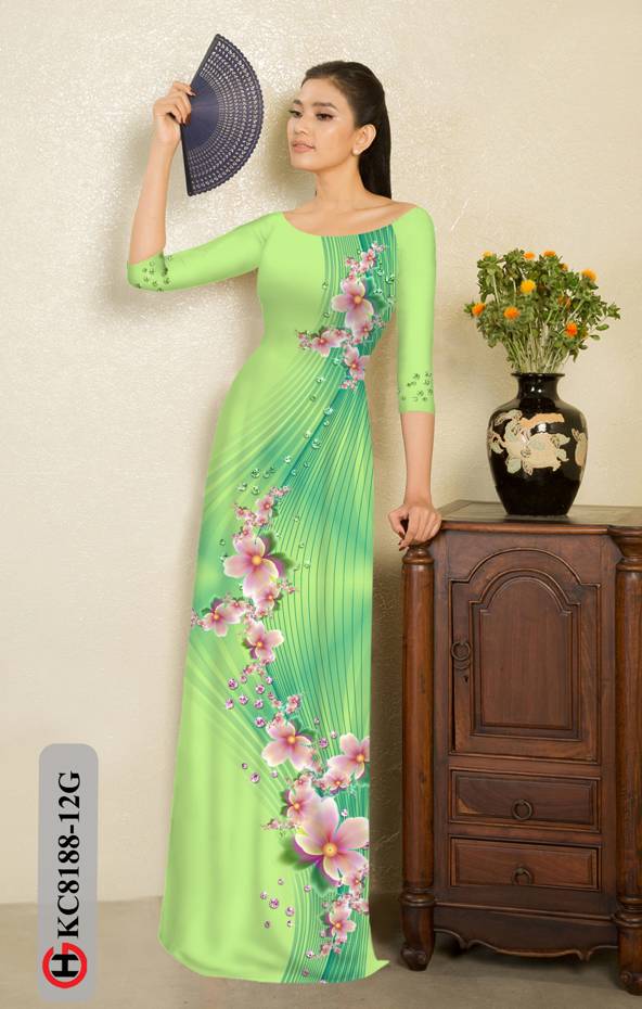 Vải Áo Dài Hoa In 3D Mới Ra AD KC8188 48 Vải Áo Dài Hoa In 3D Mới Ra AD KC8188