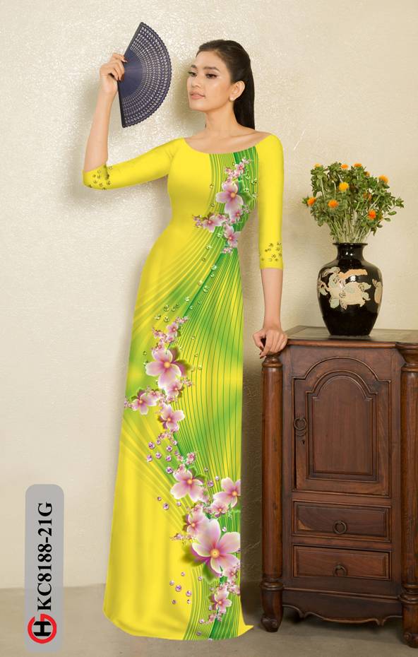 Vải Áo Dài Hoa In 3D Mới Ra AD KC8188 50 Vải Áo Dài Hoa In 3D Mới Ra AD KC8188