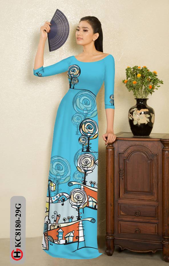 Vải Áo Dài Hoa Hồng Thiết Kế 2021 AD KC8180 35 Vải Áo Dài Hoa Hồng Thiết Kế 2021 AD KC8180