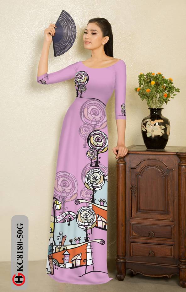 Vải Áo Dài Hoa Hồng Thiết Kế 2021 AD KC8180 40 Vải Áo Dài Hoa Hồng Thiết Kế 2021 AD KC8180