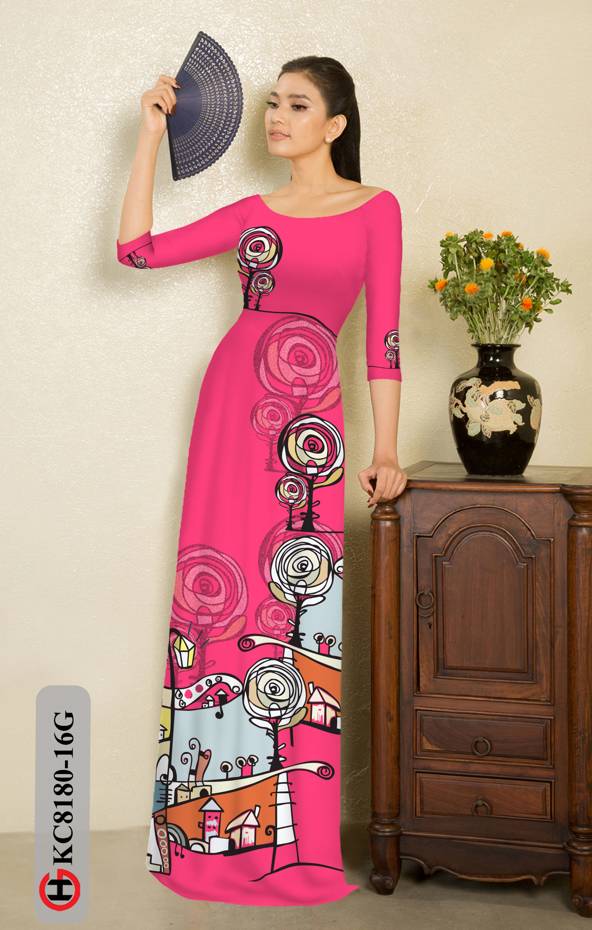 Vải Áo Dài Hoa Hồng Thiết Kế 2021 AD KC8180 47 Vải Áo Dài Hoa Hồng Thiết Kế 2021 AD KC8180