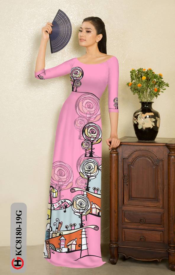Vải Áo Dài Hoa Hồng Thiết Kế 2021 AD KC8180 48 Vải Áo Dài Hoa Hồng Thiết Kế 2021 AD KC8180