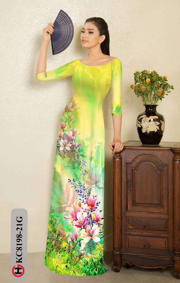 Vải Áo Dài Hoa In 3D Thiết Kế 2021 AD KC8198 51 Vải Áo Dài Hoa In 3D Thiết Kế 2021 AD KC8198