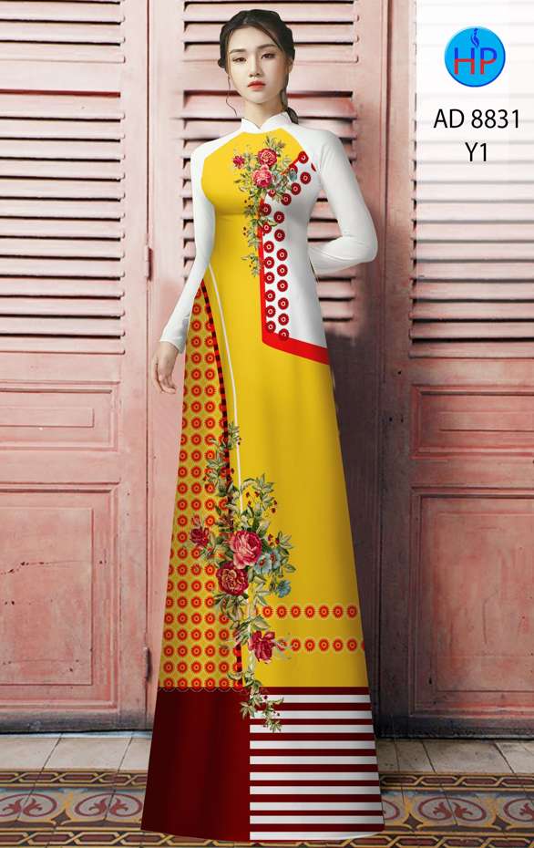 Vải Áo Dài Hoa Hồng Độc Đáo AD 8831 44 Vải Áo Dài Hoa Hồng Độc Đáo AD 8831