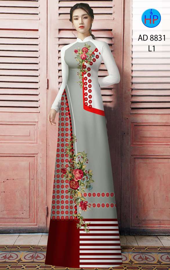 Vải Áo Dài Hoa Hồng Độc Đáo AD 8831 48 Vải Áo Dài Hoa Hồng Độc Đáo AD 8831