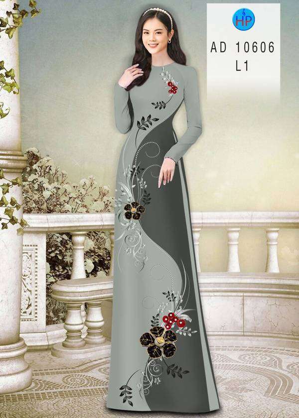 Vải Áo Dài Hoa In 3D Kiểu Mới AD 10606 26 Vải Áo Dài Hoa In 3D Kiểu Mới AD 10606