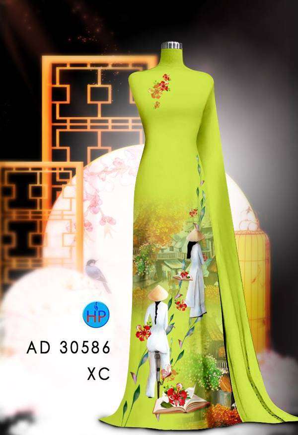 Vải Áo Dài Hoa Phượng Kiểu Mới AD 30586 41 Vải Áo Dài Hoa Phượng Kiểu Mới AD 30586