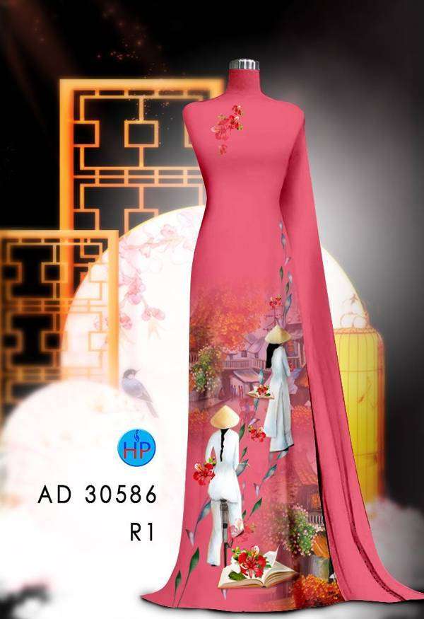 Vải Áo Dài Hoa Phượng Kiểu Mới AD 30586 40 Vải Áo Dài Hoa Phượng Kiểu Mới AD 30586
