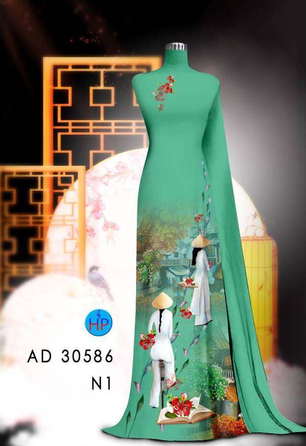 Vải Áo Dài Hoa Phượng Kiểu Mới AD 30586 45 Vải Áo Dài Hoa Phượng Kiểu Mới AD 30586