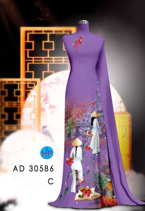 Vải Áo Dài Hoa Phượng Kiểu Mới AD 30586 43 Vải Áo Dài Hoa Phượng Kiểu Mới AD 30586