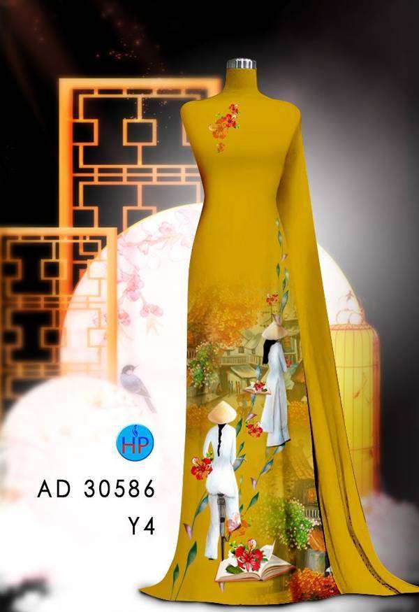 Vải Áo Dài Hoa Phượng Kiểu Mới AD 30586 48 Vải Áo Dài Hoa Phượng Kiểu Mới AD 30586
