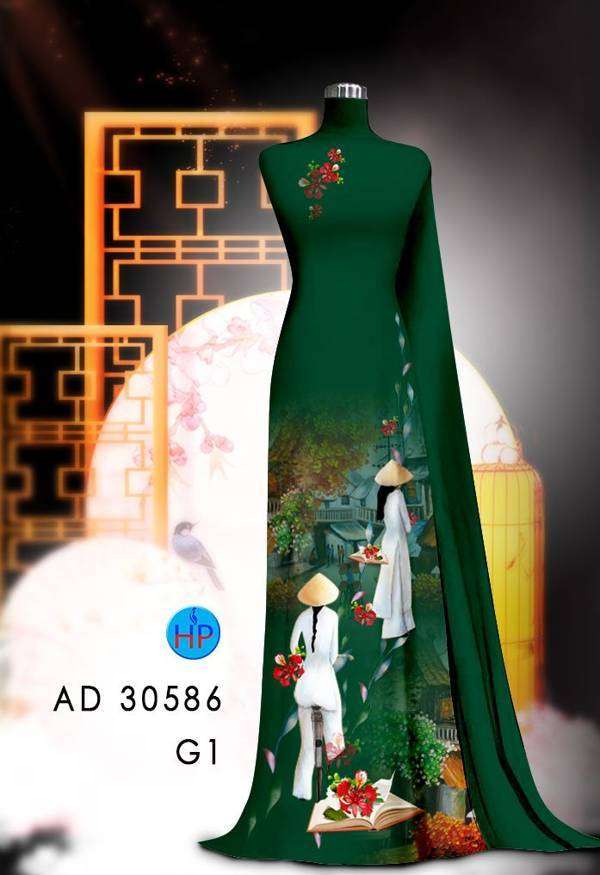 Vải Áo Dài Hoa Phượng Kiểu Mới AD 30586 53 Vải Áo Dài Hoa Phượng Kiểu Mới AD 30586