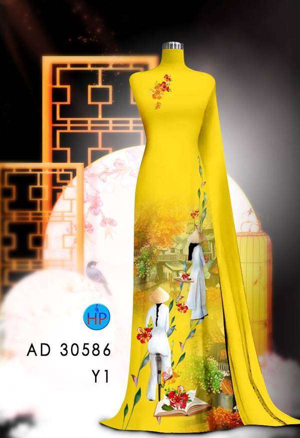 Vải Áo Dài Hoa Phượng Kiểu Mới AD 30586 55 Vải Áo Dài Hoa Phượng Kiểu Mới AD 30586