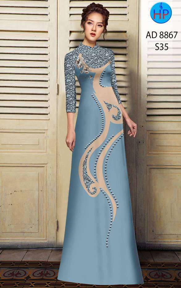 Vải Áo Dài Hoa Văn Thiết Kế 2021 AD 8867