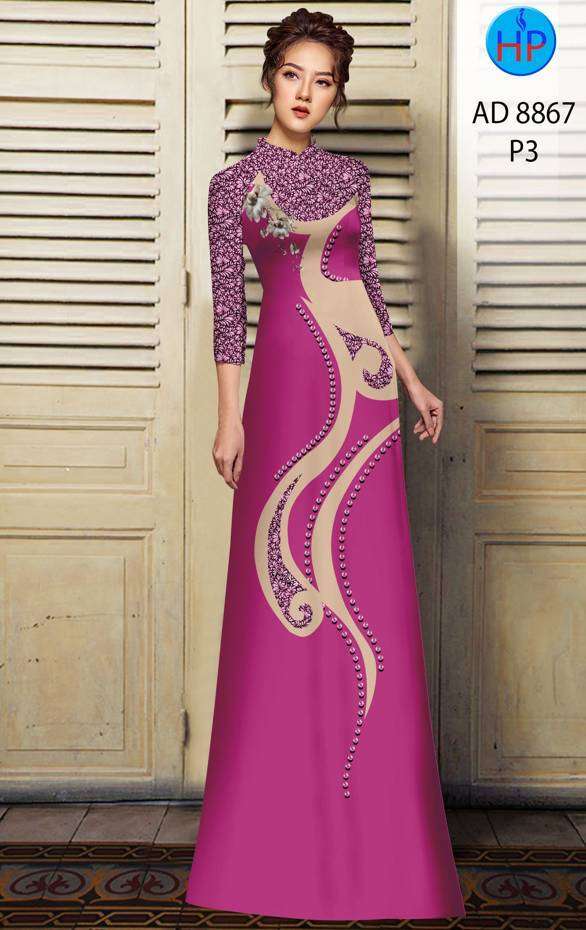 Vải Áo Dài Hoa Văn Thiết Kế 2021 AD 8867