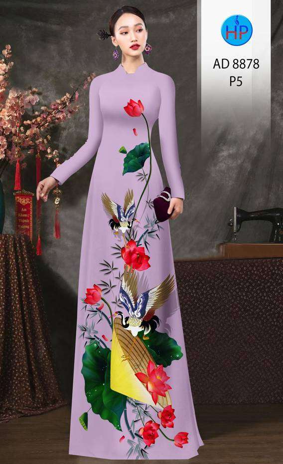 Vải Áo Dài Hoa Sen Vừa Ra  AD 8878