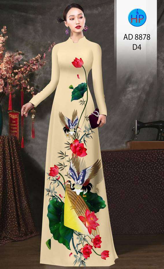 Vải Áo Dài Hoa Sen Vừa Ra  AD 8878
