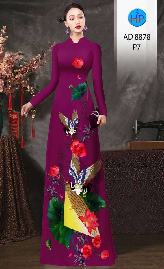 Vải Áo Dài Hoa Sen Vừa Ra  AD 8878