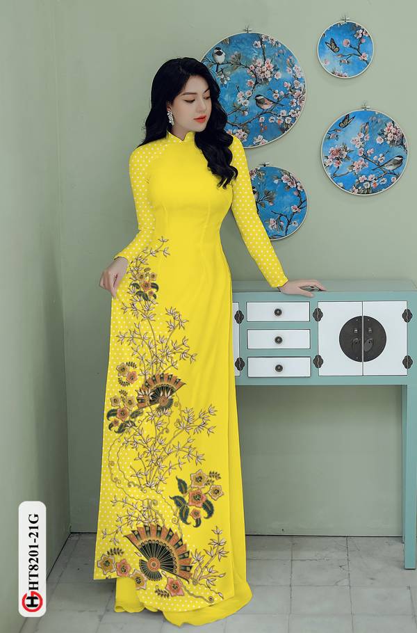 Vải Áo Dài Hoa In 3D Kiểu Mới AD HT8201 33 Vải Áo Dài Hoa In 3D Kiểu Mới AD HT8201