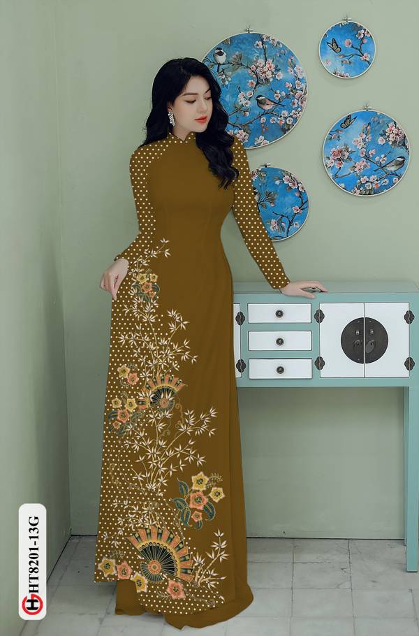 Vải Áo Dài Hoa In 3D Kiểu Mới AD HT8201 34 Vải Áo Dài Hoa In 3D Kiểu Mới AD HT8201
