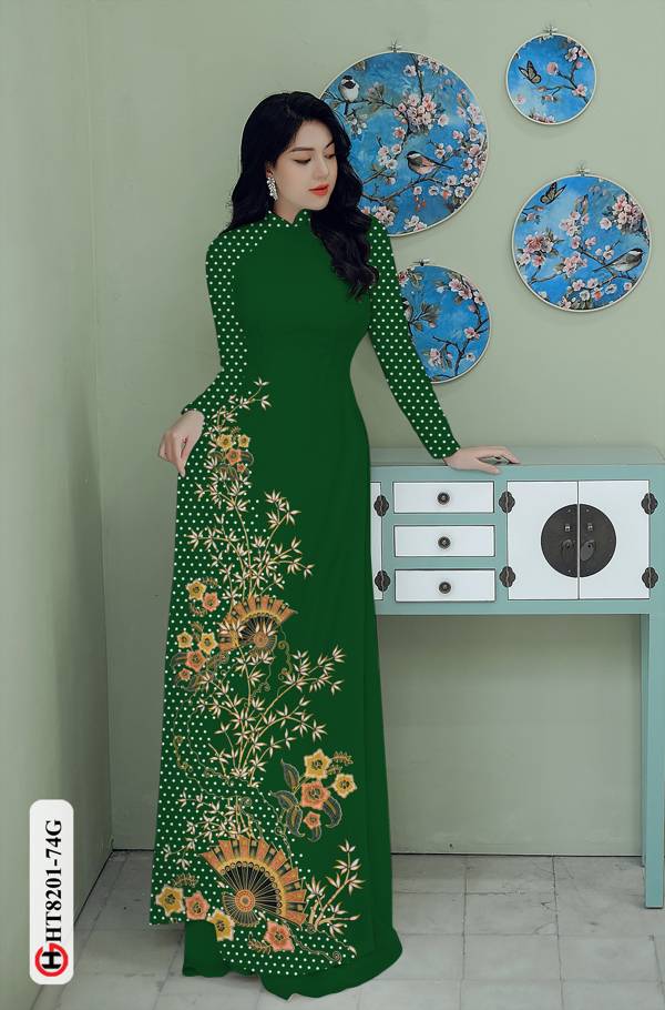 Vải Áo Dài Hoa In 3D Kiểu Mới AD HT8201 36 Vải Áo Dài Hoa In 3D Kiểu Mới AD HT8201