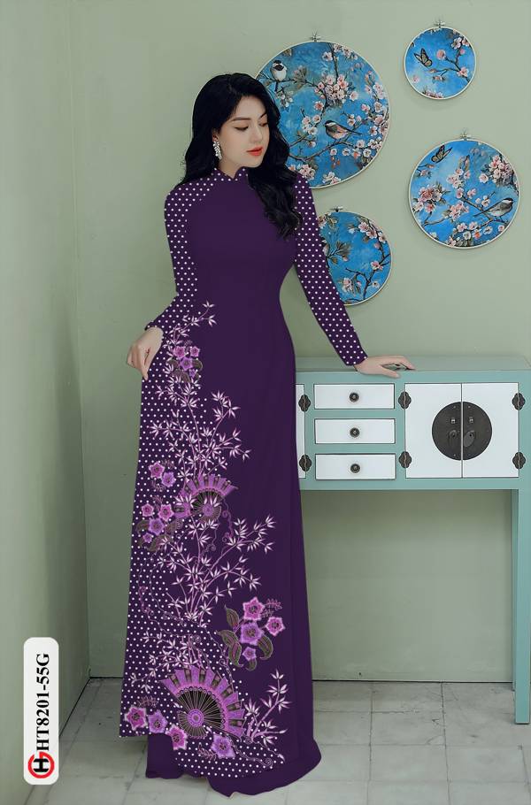 Vải Áo Dài Hoa In 3D Kiểu Mới AD HT8201 41 Vải Áo Dài Hoa In 3D Kiểu Mới AD HT8201