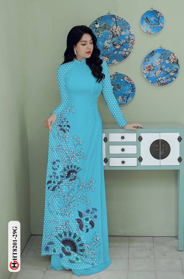 Vải Áo Dài Hoa In 3D Kiểu Mới AD HT8201 40 Vải Áo Dài Hoa In 3D Kiểu Mới AD HT8201