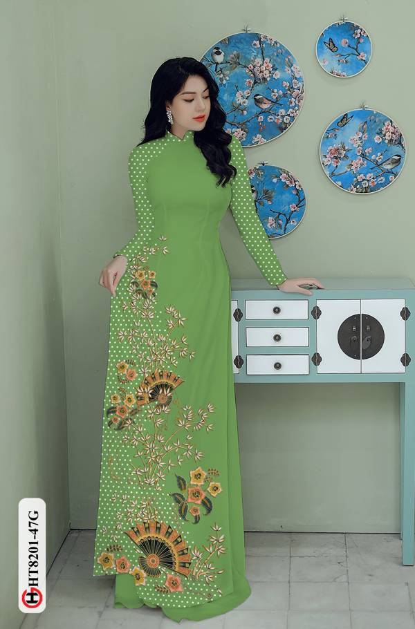 Vải Áo Dài Hoa In 3D Kiểu Mới AD HT8201 46 Vải Áo Dài Hoa In 3D Kiểu Mới AD HT8201
