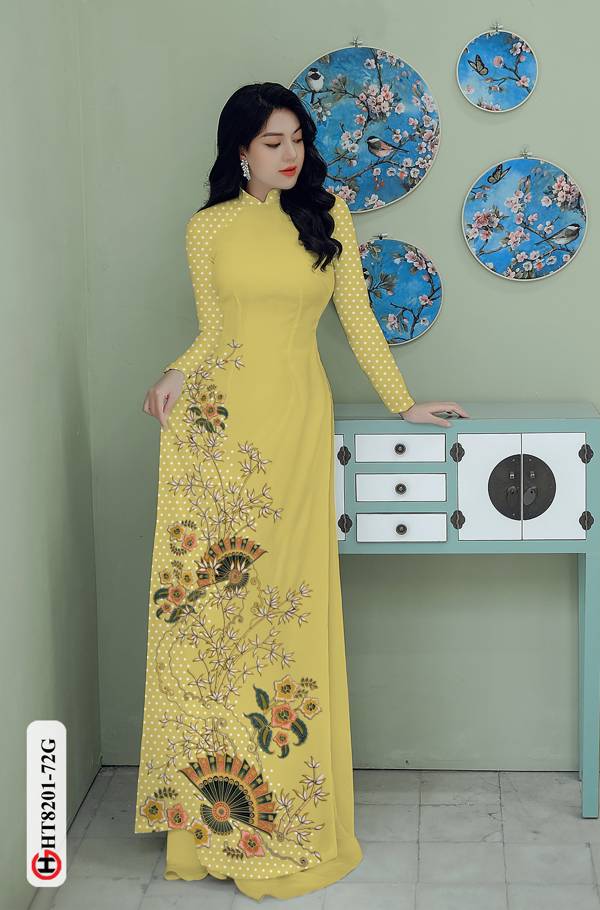 Vải Áo Dài Hoa In 3D Kiểu Mới AD HT8201 44 Vải Áo Dài Hoa In 3D Kiểu Mới AD HT8201
