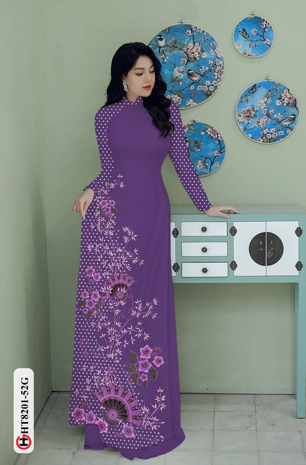 Vải Áo Dài Hoa In 3D Kiểu Mới AD HT8201 42 Vải Áo Dài Hoa In 3D Kiểu Mới AD HT8201