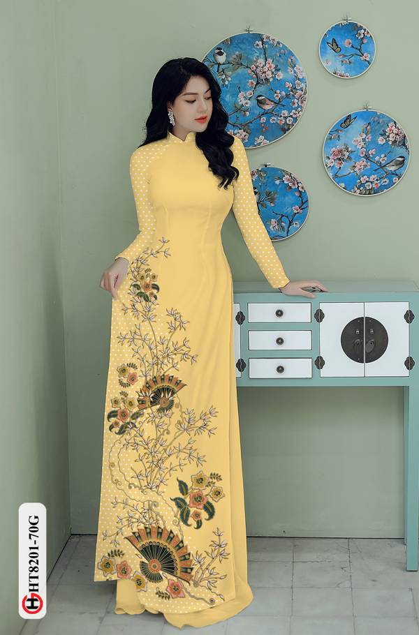 Vải Áo Dài Hoa In 3D Kiểu Mới AD HT8201 45 Vải Áo Dài Hoa In 3D Kiểu Mới AD HT8201