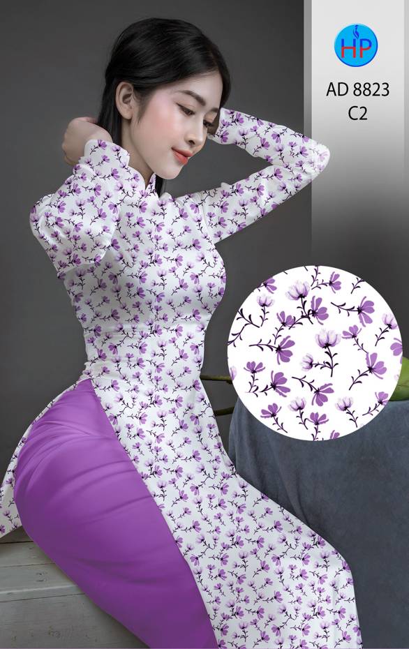 Vải Áo Dài Hoa Nhí Mới Ra AD 8823 53 Vải Áo Dài Hoa Nhí Mới Ra AD 8823