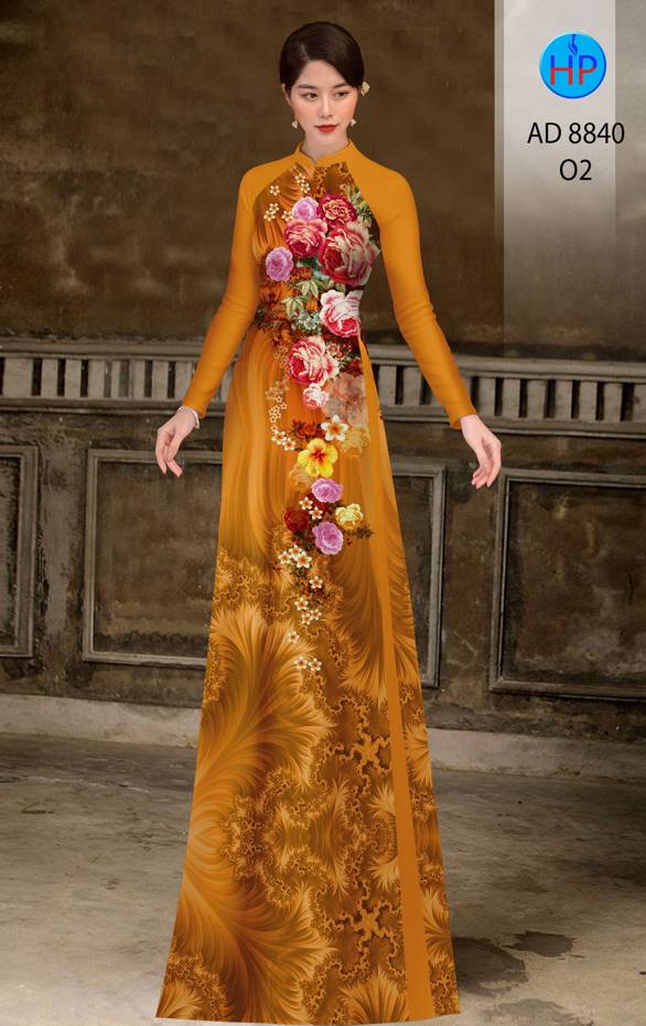 Vải Áo Dài Hoa Hồng Kiểu Mới AD 8840 40 Vải Áo Dài Hoa Hồng Kiểu Mới AD 8840