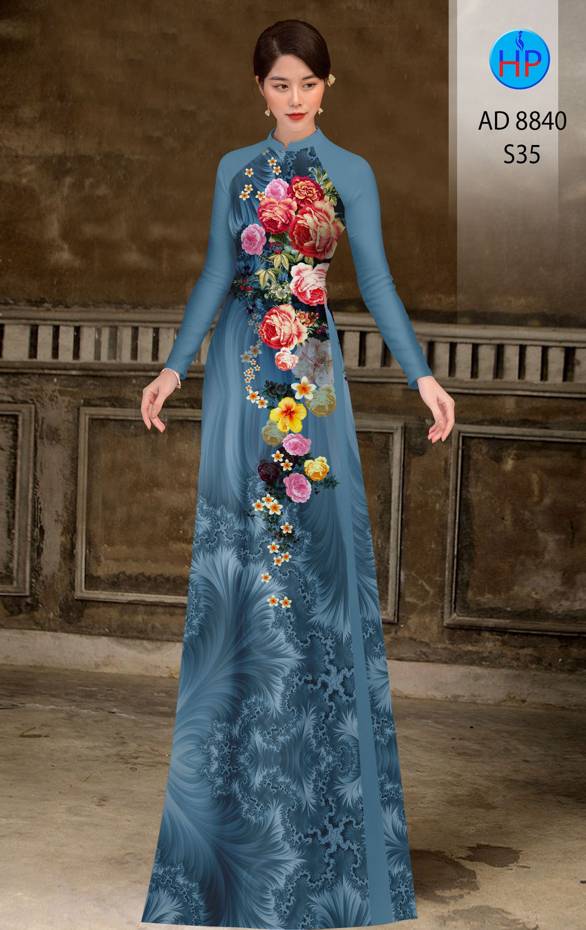 Vải Áo Dài Hoa Hồng Kiểu Mới AD 8840 39 Vải Áo Dài Hoa Hồng Kiểu Mới AD 8840