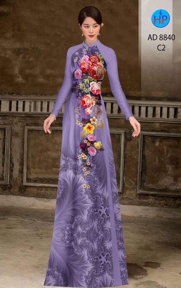 Vải Áo Dài Hoa Hồng Kiểu Mới AD 8840 42 Vải Áo Dài Hoa Hồng Kiểu Mới AD 8840