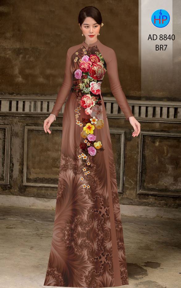 Vải Áo Dài Hoa Hồng Kiểu Mới AD 8840 41 Vải Áo Dài Hoa Hồng Kiểu Mới AD 8840