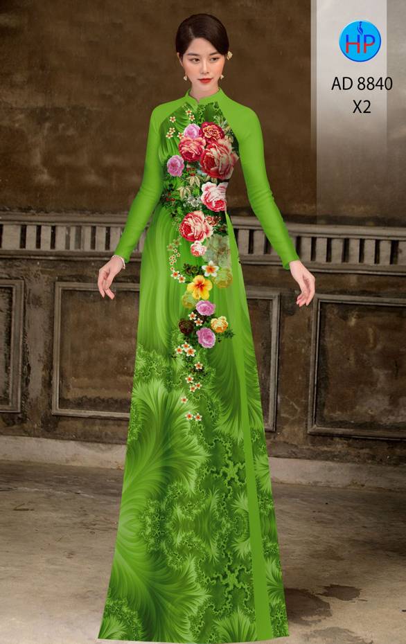 Vải Áo Dài Hoa Hồng Kiểu Mới AD 8840 44 Vải Áo Dài Hoa Hồng Kiểu Mới AD 8840