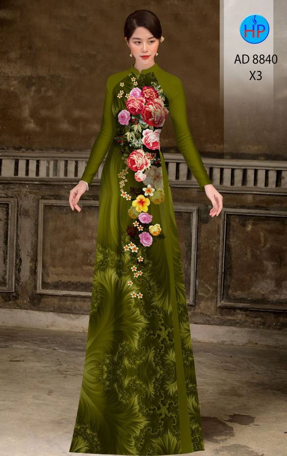 Vải Áo Dài Hoa Hồng Kiểu Mới AD 8840 45 Vải Áo Dài Hoa Hồng Kiểu Mới AD 8840