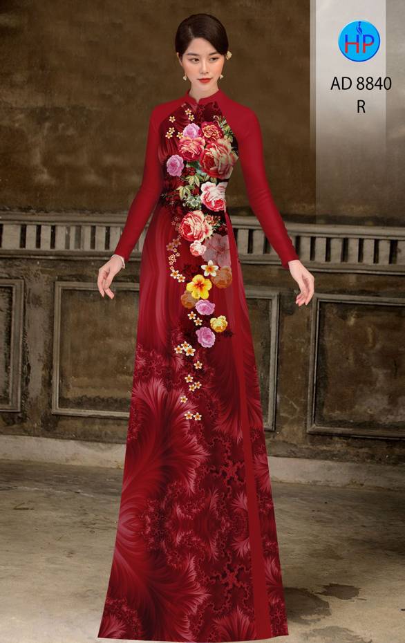 Vải Áo Dài Hoa Hồng Kiểu Mới AD 8840 43 Vải Áo Dài Hoa Hồng Kiểu Mới AD 8840