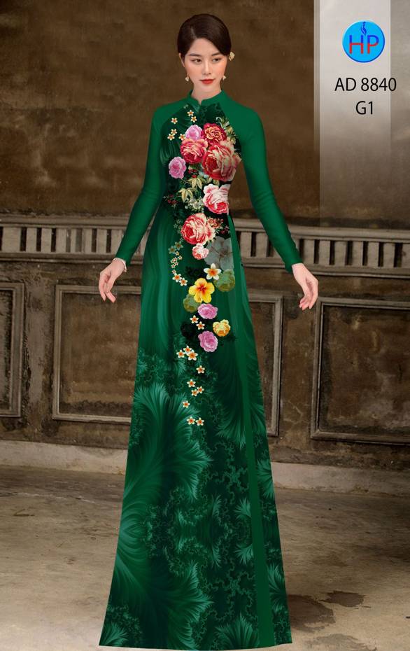 Vải Áo Dài Hoa Hồng Kiểu Mới AD 8840 49 Vải Áo Dài Hoa Hồng Kiểu Mới AD 8840