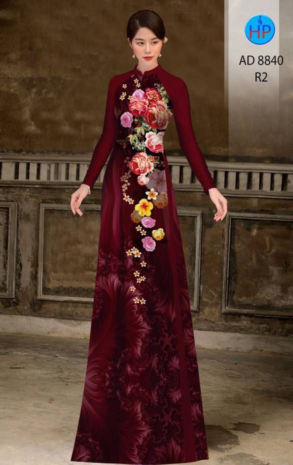 Vải Áo Dài Hoa Hồng Kiểu Mới AD 8840 51 Vải Áo Dài Hoa Hồng Kiểu Mới AD 8840