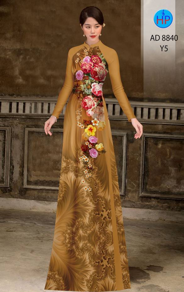 Vải Áo Dài Hoa Hồng Kiểu Mới AD 8840 47 Vải Áo Dài Hoa Hồng Kiểu Mới AD 8840