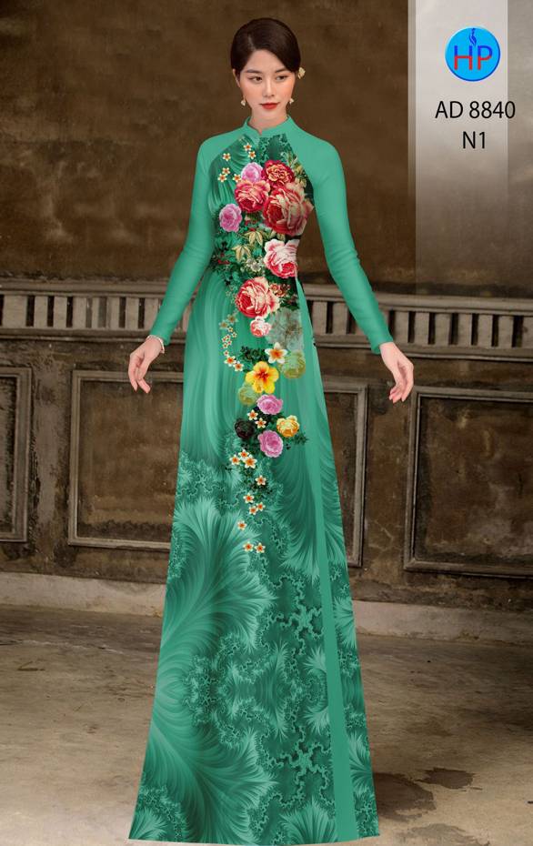 Vải Áo Dài Hoa Hồng Kiểu Mới AD 8840 46 Vải Áo Dài Hoa Hồng Kiểu Mới AD 8840