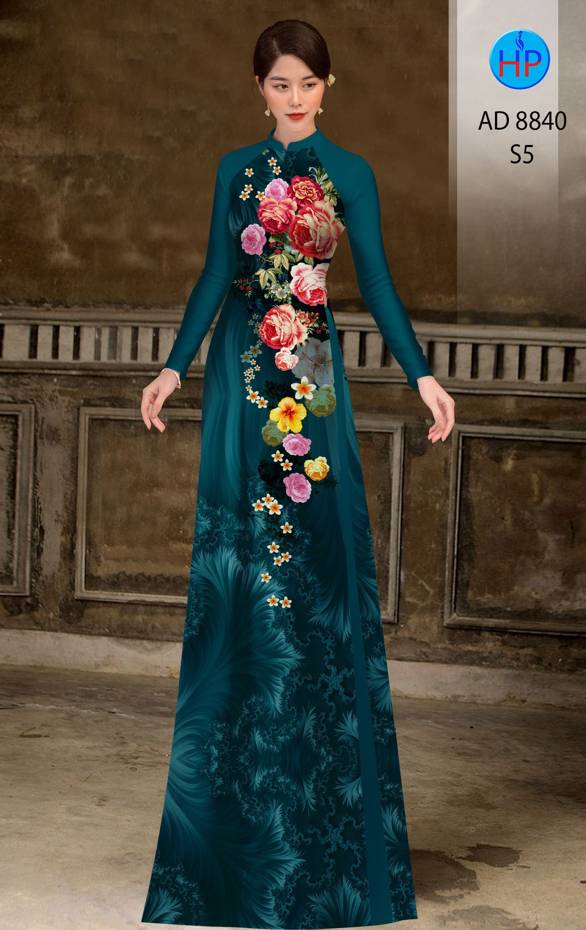 Vải Áo Dài Hoa Hồng Kiểu Mới AD 8840 48 Vải Áo Dài Hoa Hồng Kiểu Mới AD 8840