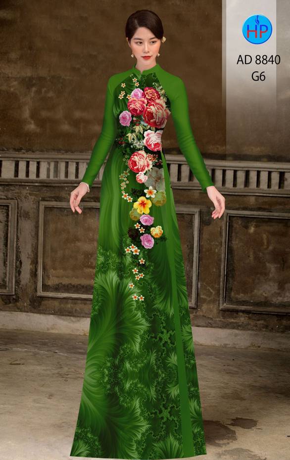 Vải Áo Dài Hoa Hồng Kiểu Mới AD 8840 50 Vải Áo Dài Hoa Hồng Kiểu Mới AD 8840
