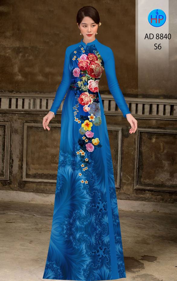Vải Áo Dài Hoa Hồng Kiểu Mới AD 8840 54 Vải Áo Dài Hoa Hồng Kiểu Mới AD 8840