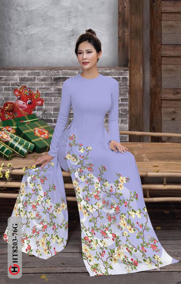 Vải Áo Dài Hoa In 3D Kiểu Mới AD HT8203 34 Vải Áo Dài Hoa In 3D Kiểu Mới AD HT8203