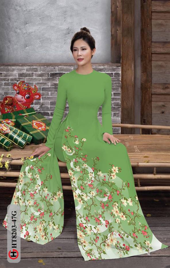 Vải Áo Dài Hoa In 3D Kiểu Mới AD HT8203 32 Vải Áo Dài Hoa In 3D Kiểu Mới AD HT8203