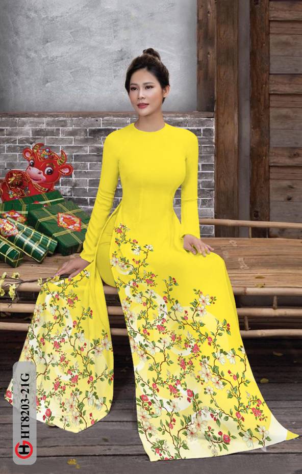Vải Áo Dài Hoa In 3D Kiểu Mới AD HT8203 33 Vải Áo Dài Hoa In 3D Kiểu Mới AD HT8203