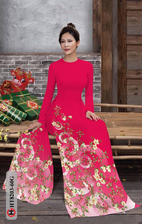 Vải Áo Dài Hoa In 3D Kiểu Mới AD HT8203 39 Vải Áo Dài Hoa In 3D Kiểu Mới AD HT8203
